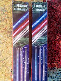 2 Catene di Luci LED Cascata Blu Giallo