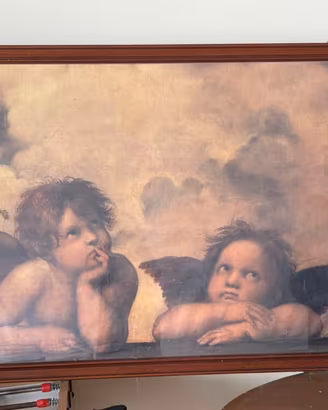 Quadro "Angeli di Raffaello" con cornice in legno