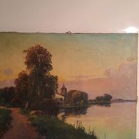 Dipinto olio su tela  paesaggio nordico