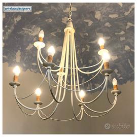 Lampadario shabby in ferro battuto da soffitto 9 l