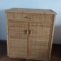 MOBILE MOBILETTO IN VIMINI CON CASSETTO + SPECCHIO