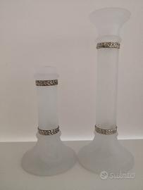 Candelabri in vetro e argento