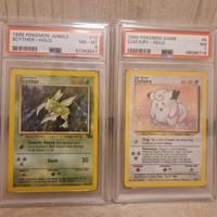 Scyther psa 8 + clefary psa 7 carta pokemon gradat