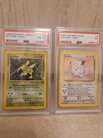 Scyther psa 8 + clefary psa 7 carta pokemon gradat