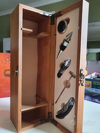 cassetta legno per vino con accessori