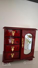 Portagioie Vintage Laccato Rosso Chinoiserie 