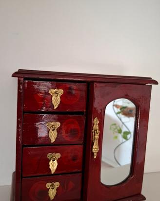 Portagioie Vintage Laccato Rosso Chinoiserie 