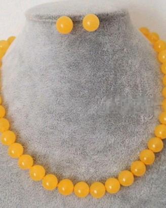 Parure collana orecchini vero topazio giallo NUOVA