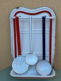 Antico set da cucina in latta smaltata