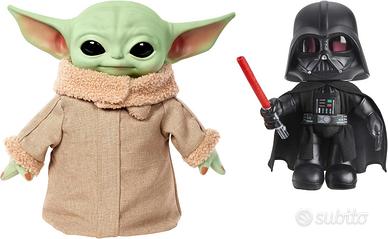 Peluche Star Wars Darth Vader + Grogu alti 28 cm
