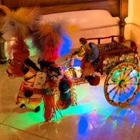 H= Cm 47  Carrettino siciliano Natalizio di Legno