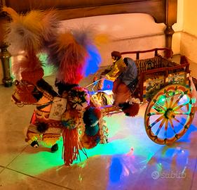 H= Cm 47  Carrettino siciliano Natalizio di Legno