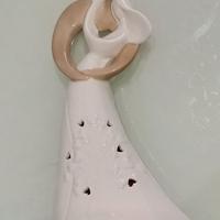 COPPIA DI SPOSI STATUINA IN PORCELLANA LED H21 CM