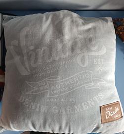 Cuscino  arredo vintage denim grigio/blu