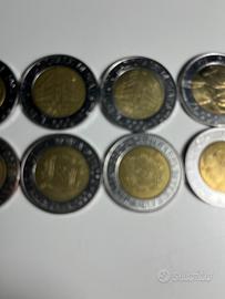 Lotto 8 monete commemorative 500 lire