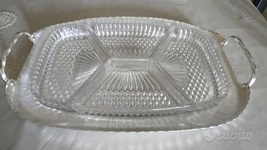 Antipastiera in metallo e cristallo lavorato