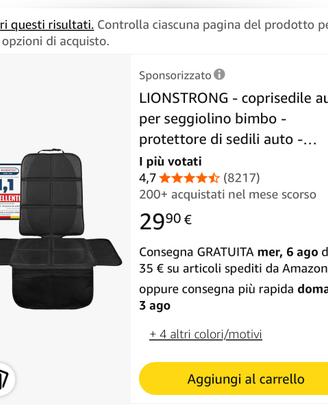 Protezione sedili auto per seggiolini bambini