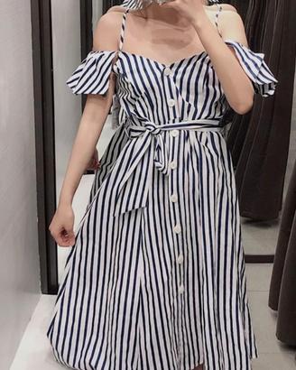 Vestito a righe blu e bianco Zara