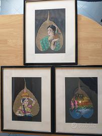 Quadretti indiani dipinti su foglia