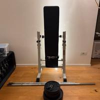 Panca regolabile + 40 kg dischi + 2 bilancieri