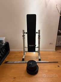 Panca regolabile + 40 kg dischi + 2 bilancieri