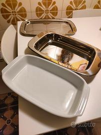 Pirofila ceramica 19×30 con base/coperchio inox Br