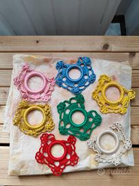 Portatovaglioli pizzo fatti a mano 7 pezzi