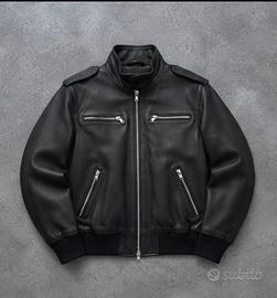 Bomber in pelle con interno in pelo taglia 14Y