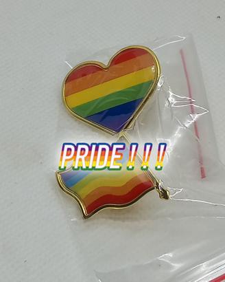 Cinque spillette miste PRIDE LGBT cuore e bandiera