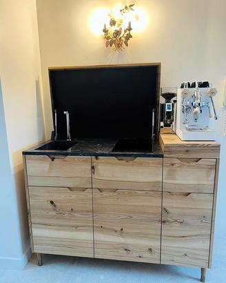 Mini Cucina a scomparsa Country in legno su misura