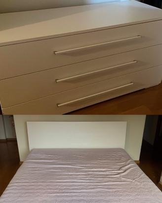 Letto matrimoniale + comò bianchi