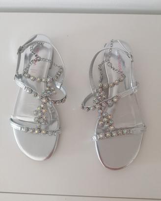 Sandali gioiello eleganti argento taglia 40