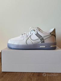 Nike Air Force 1 React White Light Bone Tg 44 NEW