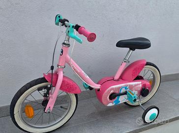 Bicicletta bambina 14" B’Twin rosa unicorno. 