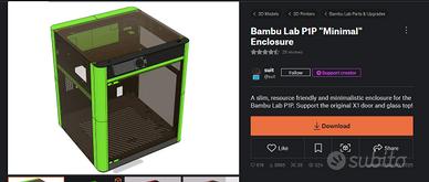 3d printed p1s clear enclosure (no side panels)