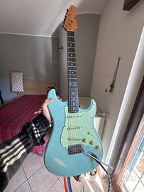 Chitarra elettrica eko s300 relic daphne blu