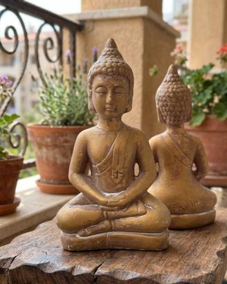 Statuetta Buddha effetto anticato (Altezza 20 cm)