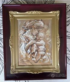 Antonio Asturi natività tecnica mista su carta