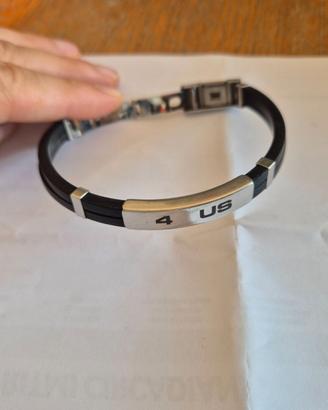 coppia bracciali gomma acciao