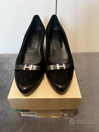 Ballerine Hogan con fiocco e logo in acciaio