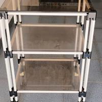 Carrello porta tv in alluminio e vetro con ruote