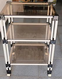 Carrello porta tv in alluminio e vetro con ruote