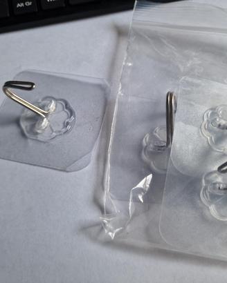 4 Ganci trasparenti autoadesivi per bagno, cucina
