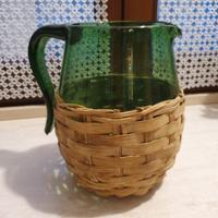 Brocca antica in vetro verde  pregiato di Empoli 