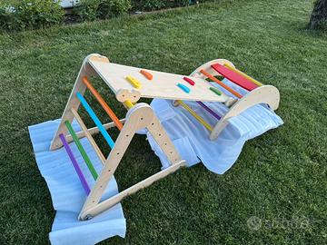 Mini Spalliera Legno con Arco Palestra Montessori