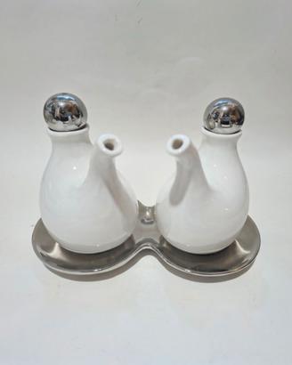 Oliera. Elegante set per olio e aceto in porcellan