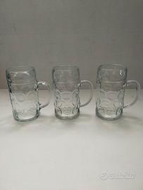 Tris di boccali in vetro massiccio da 1 litro