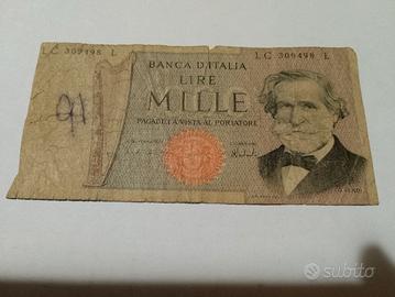 Banconota G. Verdi con evidenti errori di stampa. 