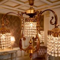 Lampadario a sospensione ottone cristalli vintage