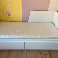 FLEKKE Letto divano/2 letti con doghe/2 cassetti